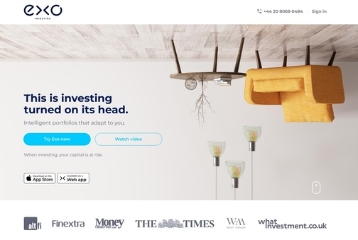 Exo Investing homepage header